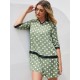 Etuikleider Halbarm Polka Dot V-Ausschnitt Übergroße Avocado Green Short Tube Kleid Sommerkleid