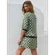Etuikleider Halbarm Polka Dot V-Ausschnitt Übergroße Avocado Green Short Tube Kleid Sommerkleid