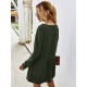 Frauen Hunter Green Etuikleider Langarm Polyester Midi Tunika Kleid