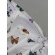 Damen weiße Bluse Polyester Schmetterling gedruckt Bateau Neck Langarm Sexy Top