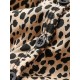 Frauen Kaffee Brown Shirt U-Ausschnitt Leopard Polyester T-Shirt Sexy Tops