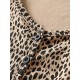 Frauen Kaffee Brown Shirt U-Ausschnitt Leopard Polyester T-Shirt Sexy Tops