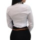 Frauen Sexy Shirt Langarm-Spread-Ausschnitt Baumwolle Casual Top