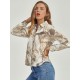 Deep Apricot Bluse für Frauen Polyester Geometric Knotted Buttons Langarm Sexy Tops Casual Sommer Shirt