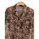 Frauen Bluse Kaffee Braun Leopard Casual Polyester Langarm Casual Shirt