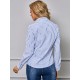 Frauen Bluse Navy Streifen Turndown Kragen Casual Langarm Polyester Tops Casual Shirt