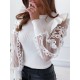 Sexy Tops Lace Sheer Langarm Frauen Bluse