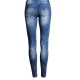Blue Ripped Denim Jeans für Frauen