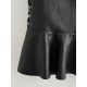 Damenrock Schwarz Schnürung PU Leder Natürliche Taille Mini Bottoms Kurzer Lederrock