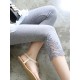 Frauen Cropped Leggings Lace Trim Modal Cut Out Skinny Bottom