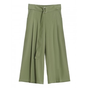 Hunter Green Pants für Frauen Schnürung Baumwolle Raised Waist Wide Leg Cotton Casual Hose 