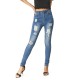 Mom Jeans Frauen Blue Denim Hosen Cowboy Polyester High Rise Taille Tapered Fit Ripped Hosen Jeans