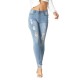 Mom Jeans Frauen Blue Jeans Cowboy Baumwolle Tapered Fit Hose Casual Jeans