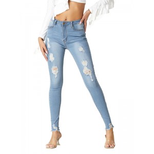Mom Jeans Frauen Blue Jeans Cowboy Baumwolle Tapered Fit Hose Casual Jeans 