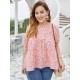 Plus Size Bluse für Frauen Blumendruck Grün Rundhalsausschnitt Kurzarm Polyester Casual Summer Top