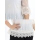 Plus Size weißes T-Shirt für Frauen Bateau Neck Half Sleeves Spitze Rüschen Summer Top Casual Bluse