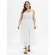 Plus Size White Dress Straps Hals Spaghetti Straps Ausschnitte Ärmelloses Layered Stretch Summer Long Dress