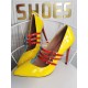 Plus Size High Heels für Frauen Pointed Toe Stiletto Heel Mode Patent PU Gelb Mary Jane Heels