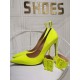Plus Size High Heels Spitzzehen Stiletto Heel Mode Patent PU Leder Gelb High Heels
