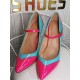 Plus Size Pumps für Frauen Pointed Toe Stiletto Absatz Patent PU Leder Mode Cyan Blau Mary Jane Heels