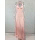 Damen Maxikleider Ärmelloses, pinkes, figurbetontes, rückenfreies, langes Polyester-Cami-Langkleid in Pink mit V-Ausschnitt