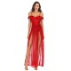 Damen Maxikleider Rote ärmellose Träger Hals geteilt vorne rückenfreies Polyester langes Kleid