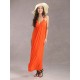 Maxikleid Orange Sommerkleider lang ärmellos mit Trägern Damenmode maxi kleid Polyester für Sommer Kleider