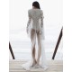 Weiße Maxikleider Lange Ärmel V-Ausschnitt Split Front Unregelmäßiges Design Polyester bodenlanges Kleid