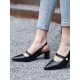 Slingback Low Heels Pointed Toe Block Absatz Pumps Damen Plus Size Schuhe
