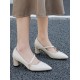 Damen Mid-Low Heels Elegante spitze Zehen Chunky Heel Slip-On Stilvolle Aprikosenpumps