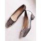 Frauen Kleid Schuhe Karree Metall Detail Chunky Heel Pumps