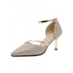High Heels aus Pumps Golden metallische Pailletten Stiletto Ankle für Damen
