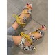 Fersensandalen für Frauen Python Stiletto Fersenriemen Verstellbare PU-Leder-Schnürschuhe mit offenem Zehenbereich