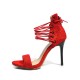 High Heel Sandaletten rote offene Spitze schnüren sich oben Sandalen Glitter Kleid Schuhe für Frauen
