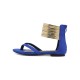 Blau Flache Sandalen 2021 Wildleder Thong Zip Up Ankle Strap Sandalen Schuhe Für Damen