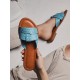 Flache Sandalen für Frauen Flaches PU-Leder Casual Wearable Rubber Slip On Slippers