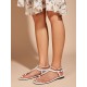 Weiße flache Sandalen für Damen Flache PU-Lederstrand-Sommer-flache Sandalen