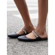 Damen Flat Mules Black Pointed Toe Slipper Plus Size Schuhe
