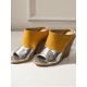 Frauen-Mules Chunky Heel öffnen Zehe-Farben-Block-Plus Size Schuhe