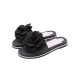 Sandalenpantoffeln Schwarze runde Zehenblumen Slip-On Sandalenrutschen Damenschuhe