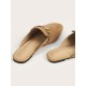 Womens Coffee Brown Mules Canvas Obere runde Zehen Täglich Casual Flat Schuhe