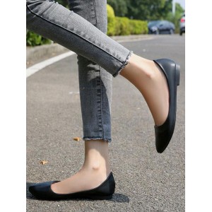 Womens Black Flat Schuhe Pointed Toe PU Leder Daily Casual Ballerina Flats