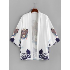 Koi Fisch Meer Welledruck Kimono