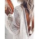Spitzenkleider Weiß Kleid Mit Spitze mit rückenfreiem Design V-Ausschnitt Kleider Damenmode Langarm für Sommer im schicken & modischen Style Spitze