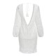 Spitzenkleider Weiß Kleid Mit Spitze mit rückenfreiem Design V-Ausschnitt Kleider Damenmode Langarm für Sommer im schicken & modischen Style Spitze