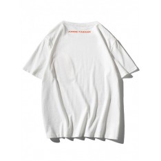 Buchstabendruck Kontrast Tasche Patch T-Shirt