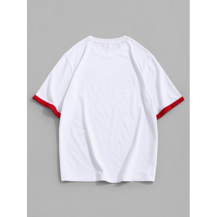 Kurzärmliges Ringer T-Shirt mit Drachendruck