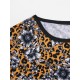 Leopard Floral Print Crew Neck T Shirt