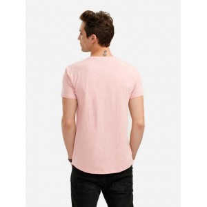 Männer Rundhalsausschnitt Helles Rosa T Shirt