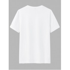 Rundhals Baumwolle T-Shirt mit Buchstabenaufdruck